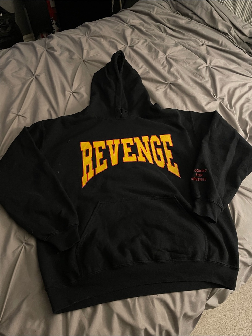 OVO Black Hoodie with Yellow and Red 'REVENGE' Graphic